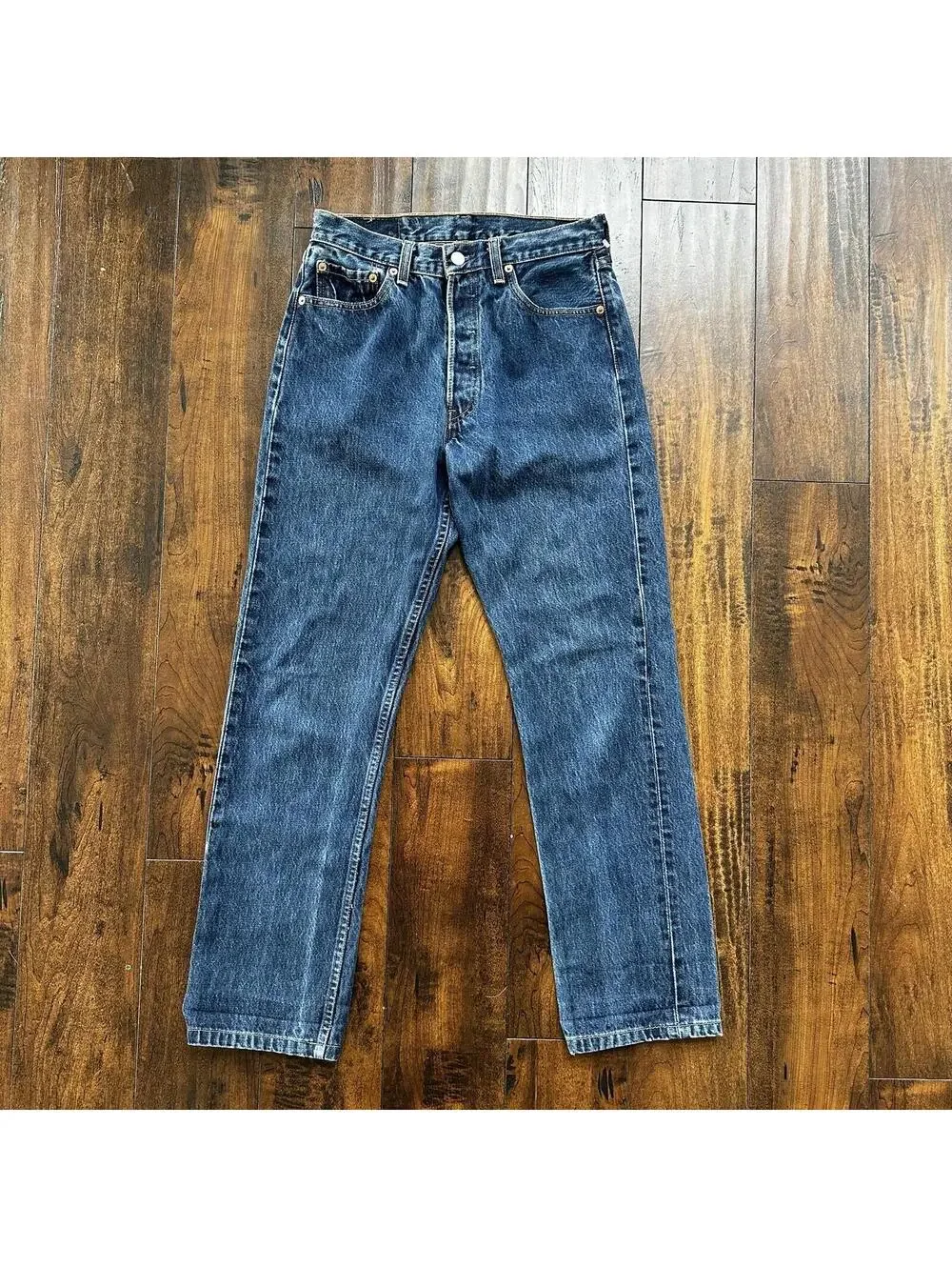 Vintage 90s Levis 501 29x34 USA Blue Denim Jeans Act 27x29 Med Wash Custom Bee